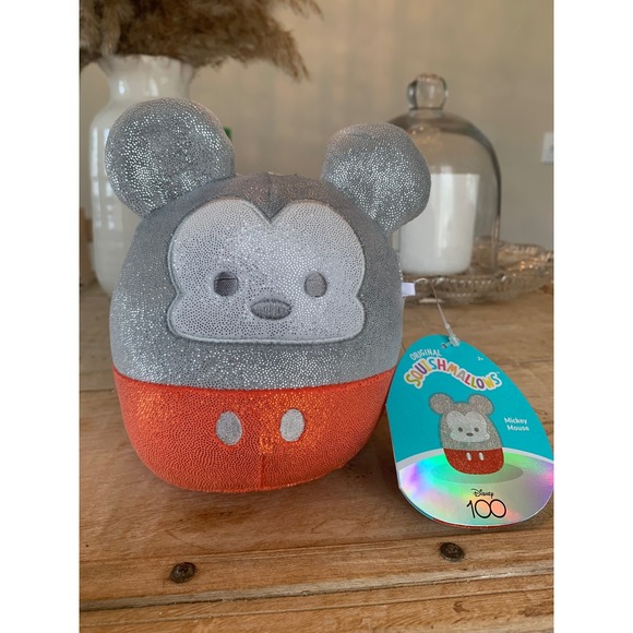 Squishmallows Other - Disney 100 Mickey Mouse Squishmallow Silver Red Metallic Plush Kellytoy